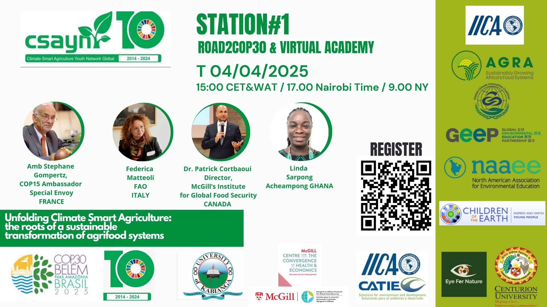 Road2 Belem+30 (COP30) - Unfolding Climate Smart Agriculture: the roots of a sustainable transformation of agrifood systems