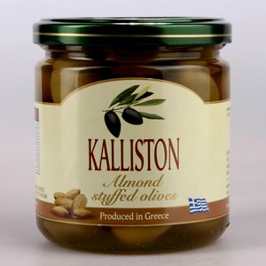 Authentic Greek green olives almonds stuffed KALLISTON 400ml glass