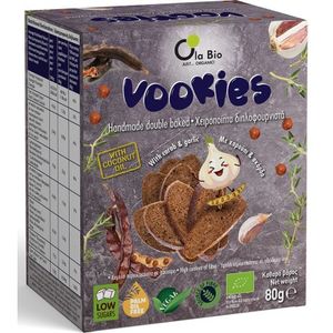 Vookies rusks with carob and garlic 15Χ80gr