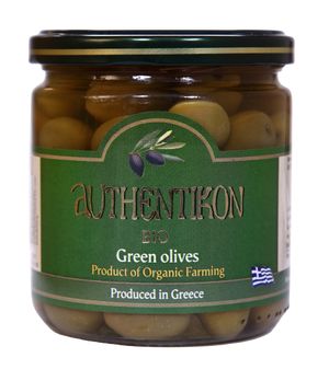 Organic green olives AUTHENTIKON 400ml glass