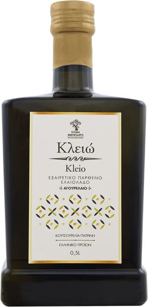 Huile d'olive vierge extra, huile de récolte précoce "Klio", variété Koutsourelia - Patrini - 1 bouteille en verre de couleur foncée de 500ml