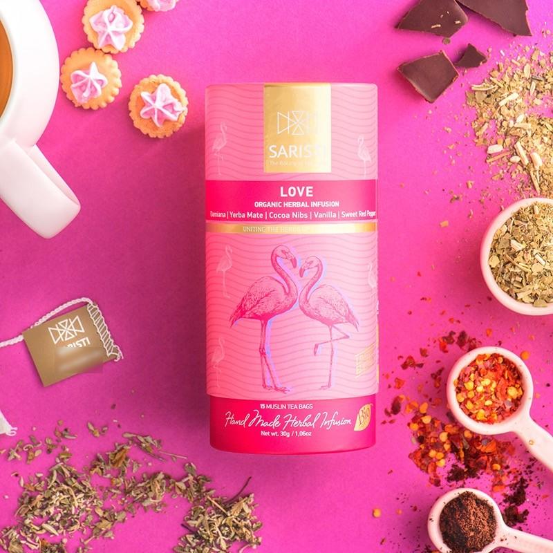 SARISTI Love Organic Herbal Tea Blend , Golden Edition , Carton Cylinder