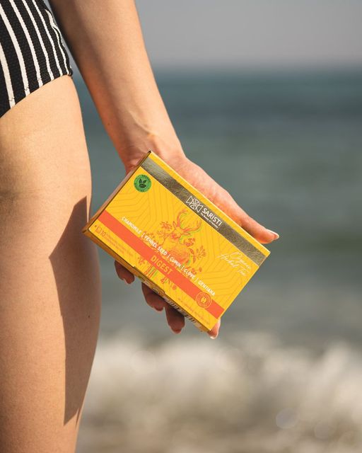 SARISTI Digest Organic Herbal Tea Blend, Box 10 Single Wrapped tea bags