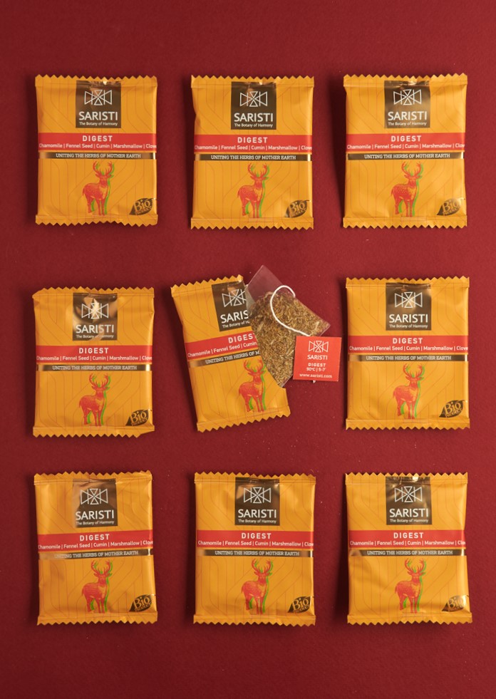 SARISTI Digest Organic Herbal Tea Blend, Box 10 Single Wrapped tea bags