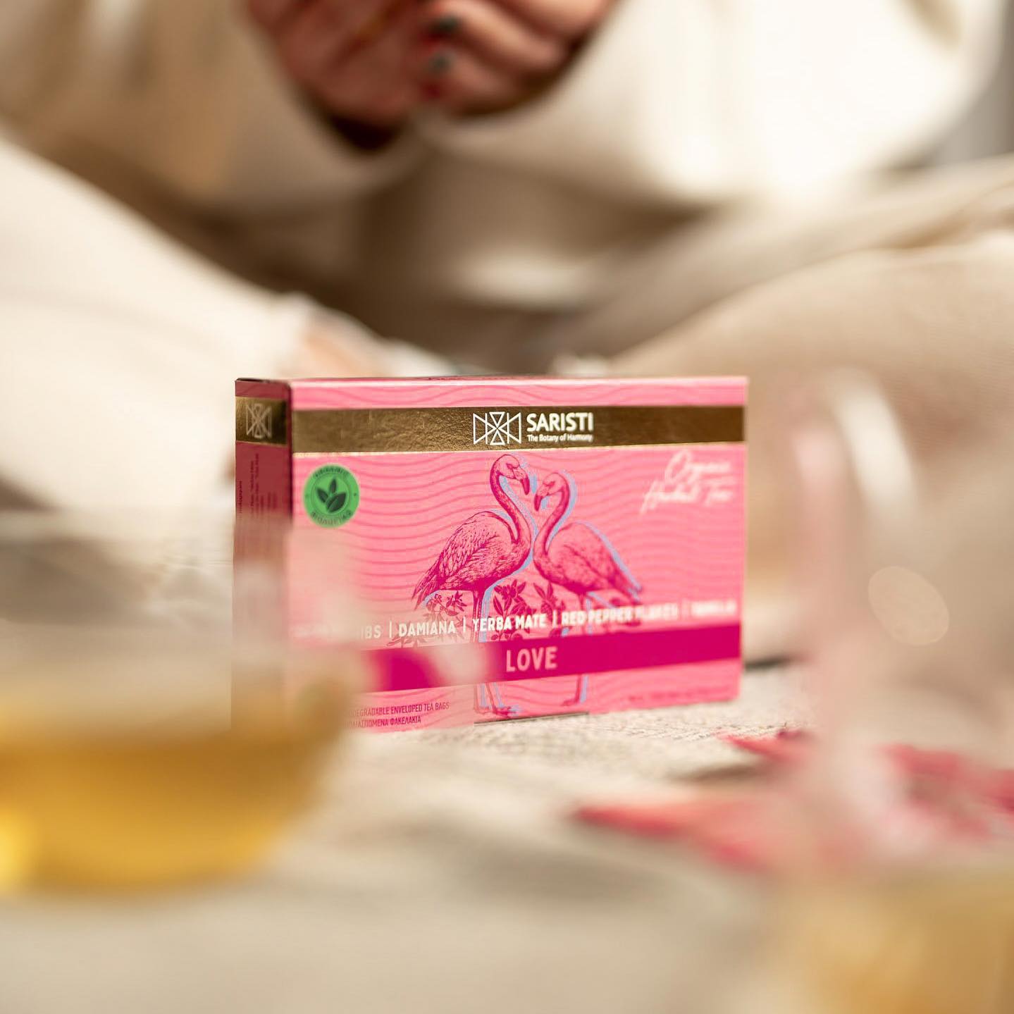 SARISTI Love Organic Herbal Tea Blend, Box 10 Single Wrapped tea bags