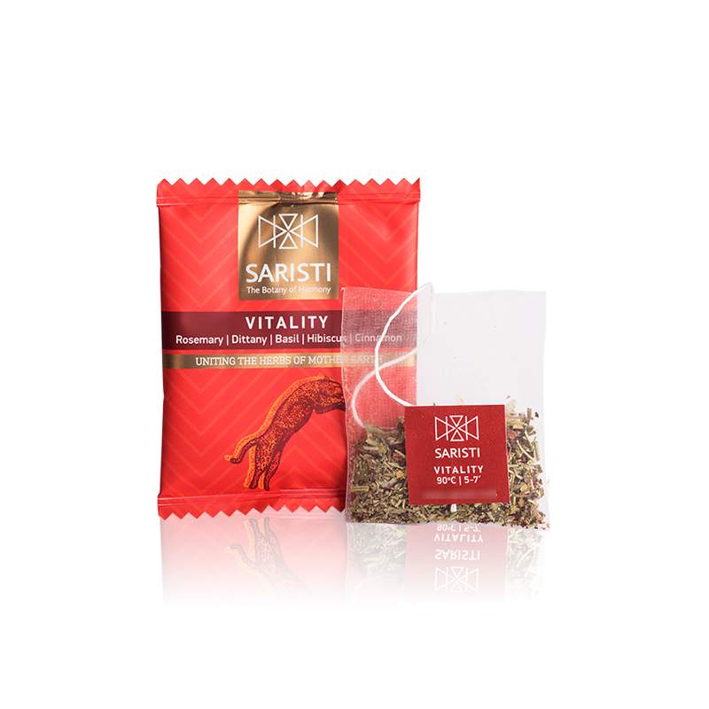 SARISTI Vitality Organic Herbal Tea Blend, Box 10 Single Wrapped tea bags