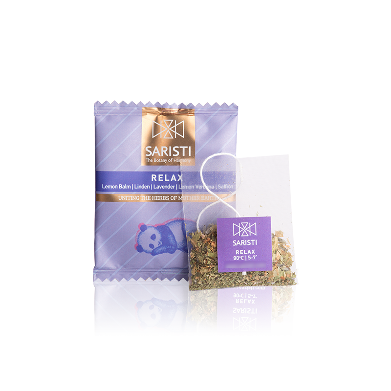 SARISTI Relax Organic Herbal Tea Blend, Box 10 Single Wrapped tea bags