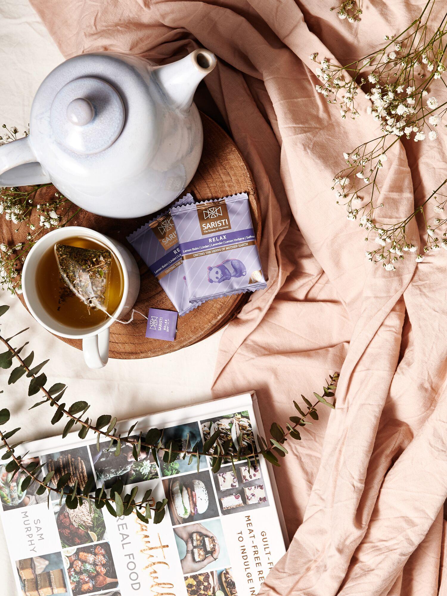 SARISTI Relax Organic Herbal Tea Blend, Box 10 Single Wrapped tea bags