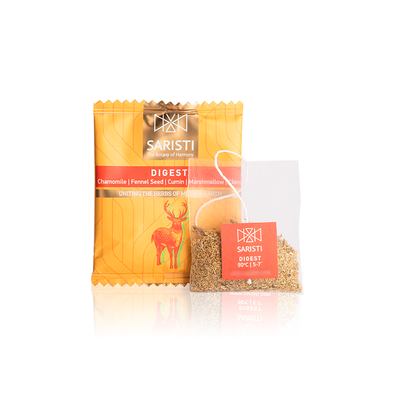 SARISTI Digest Organic Herbal Tea Blend, Box 20 Single Wrapped tea bags