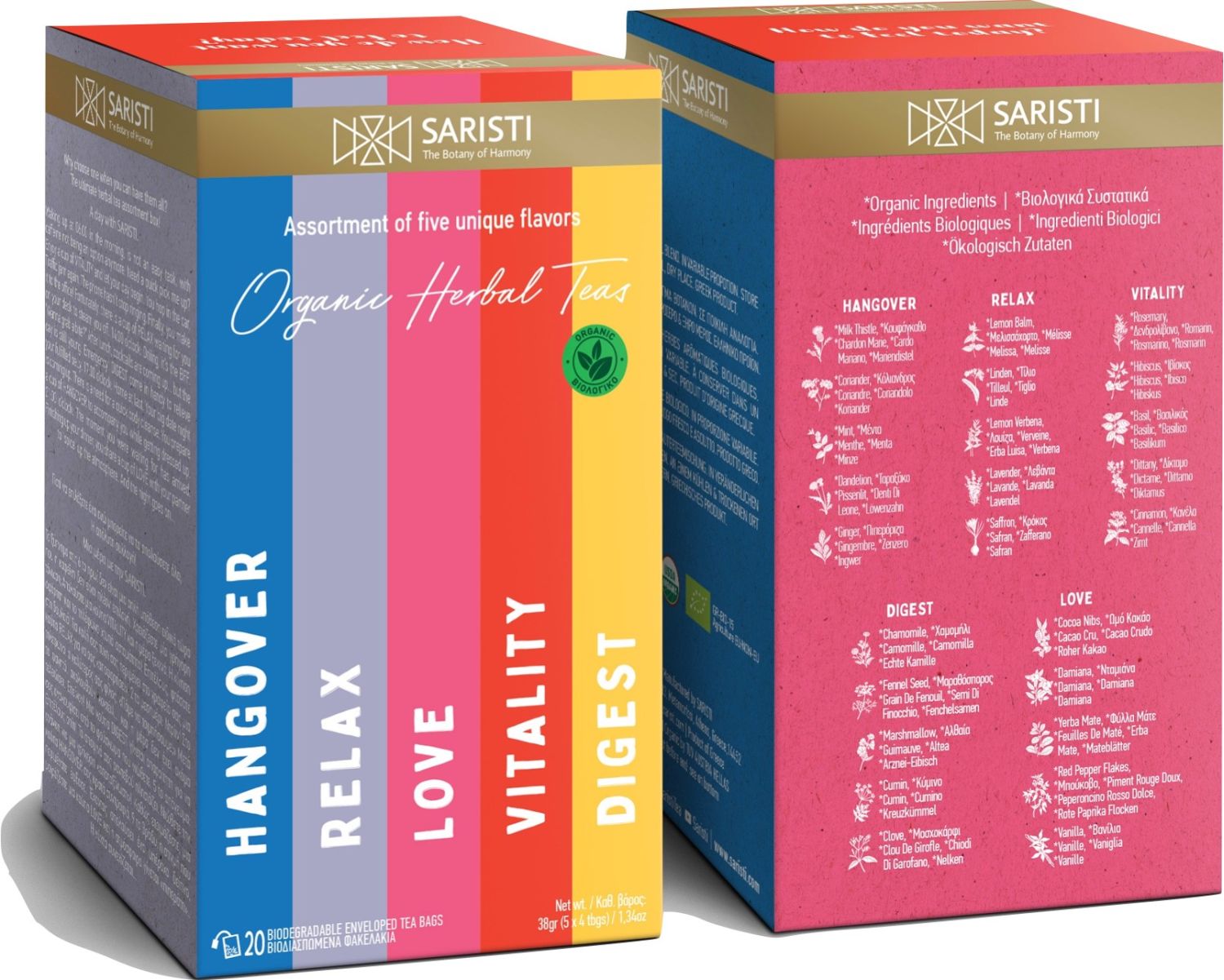 SARISTI Organic Herbal Tea Blend Assortment Box