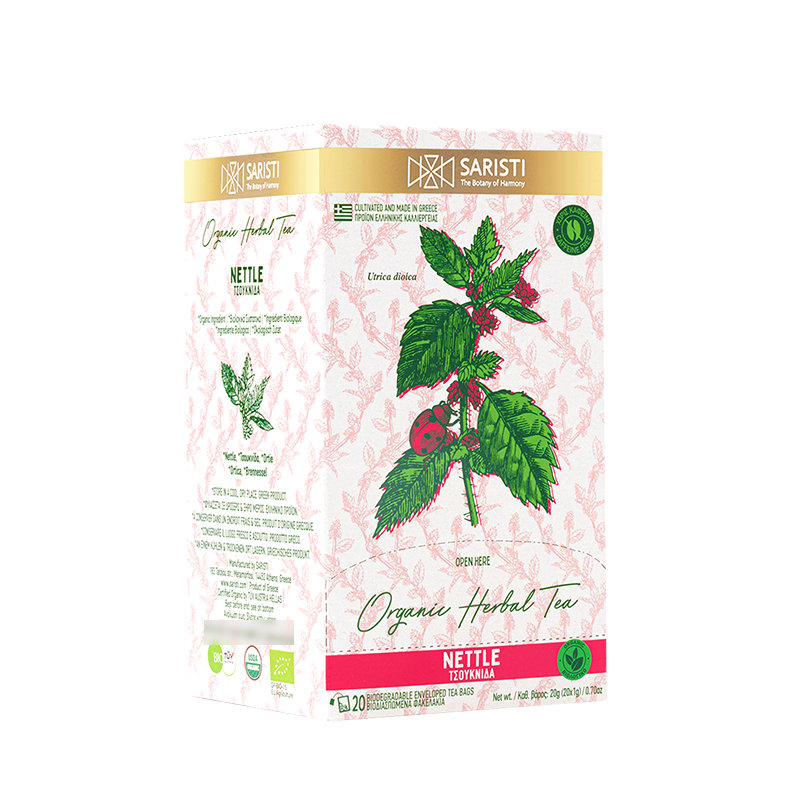 SARISTI NETTLE Organic Herbal Tea , Box 20 Single Wrapped tea bags