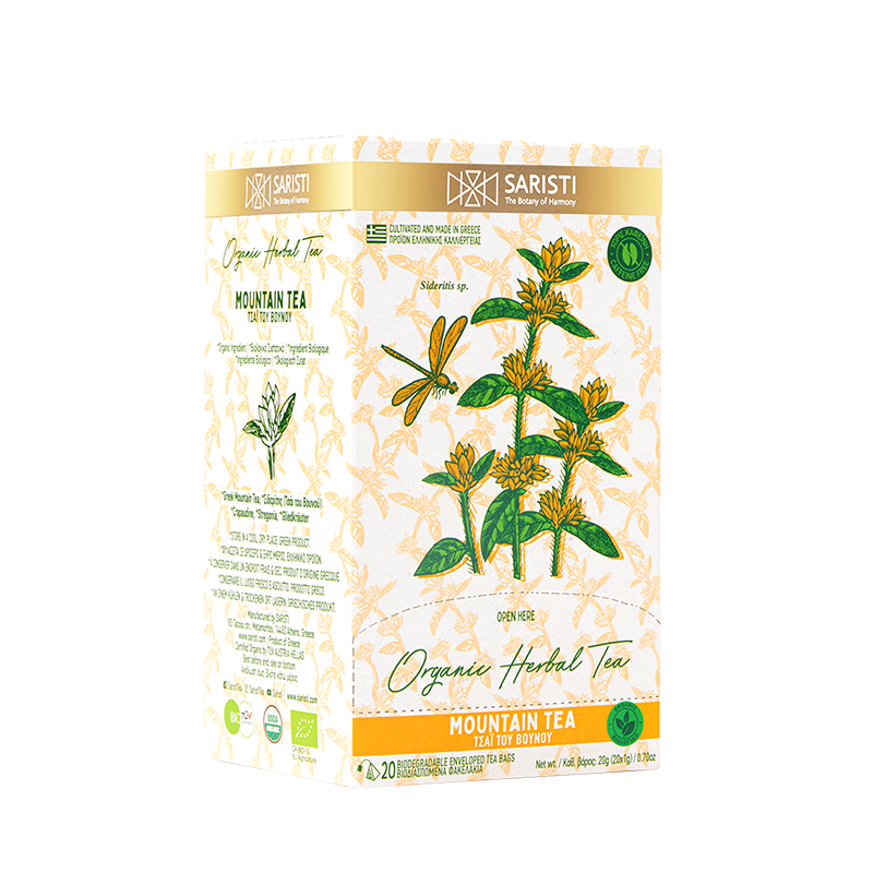 SARISTI MOUNTAIN TEA Organic Herbal Tea , Box 20 Single Wrapped tea bags