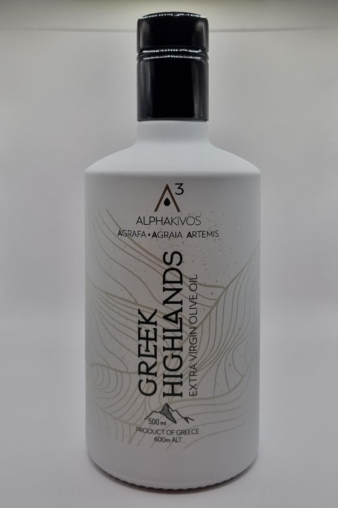 Extra Virgin Olive Oil from pure alpine area 600m alt. , 0,5L - Glass Premium Bottle.