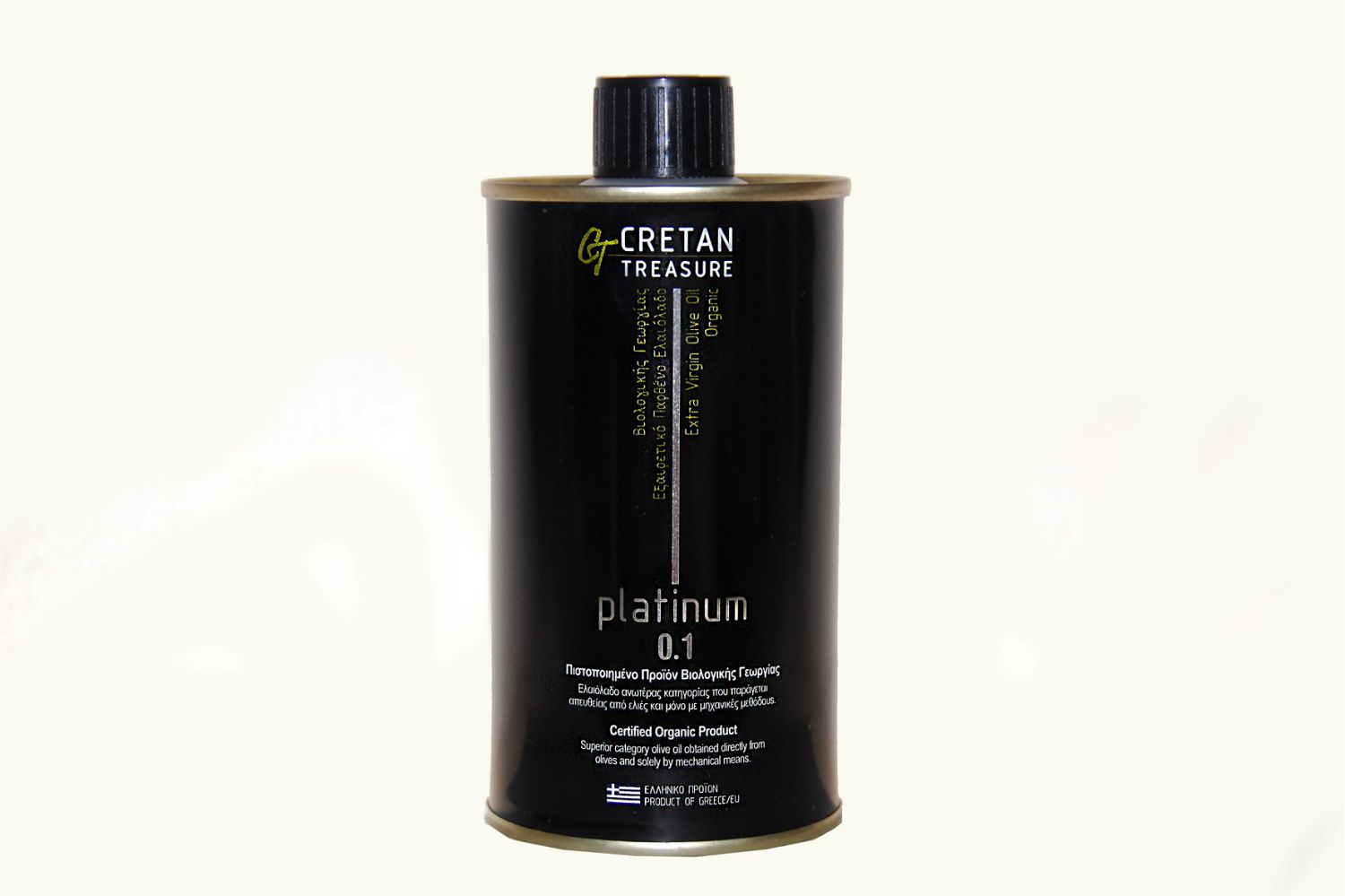 Cretan Treasure Platinum 0.1 Organic extra virgin olive oil metal can 250ml