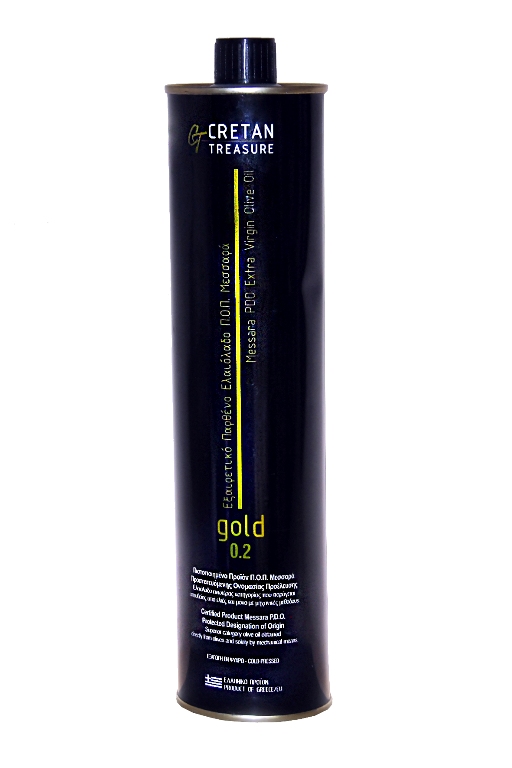 Cretan Treasure Gold 0.2 PDO Messara extra virigin olive oil metal can 750 ml