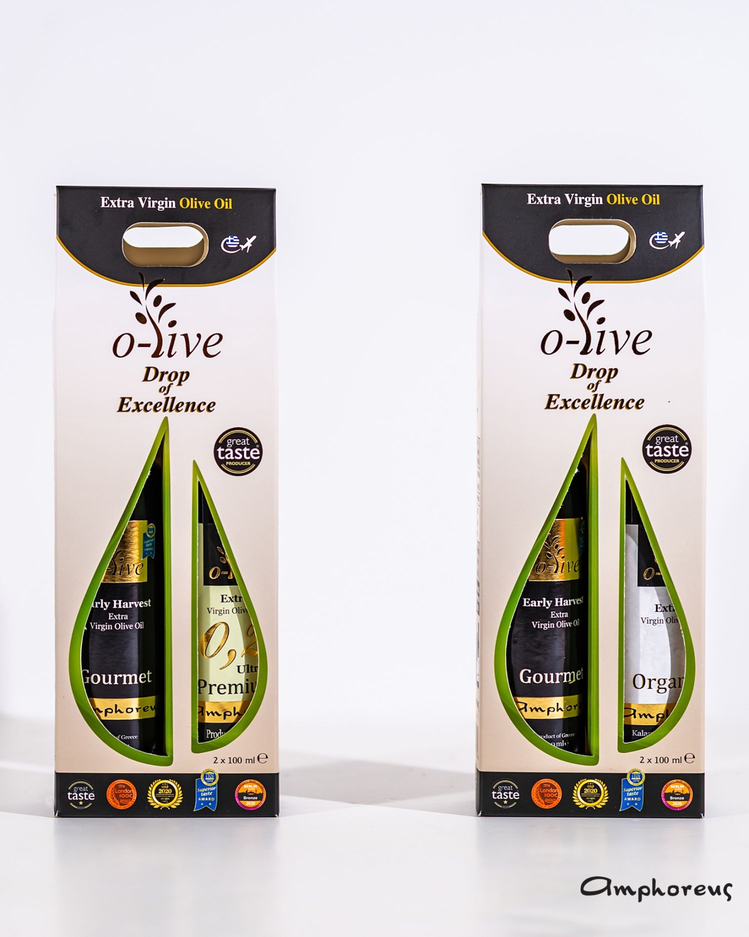 Gift pack 2X 100ml gourmet and organic olive oil