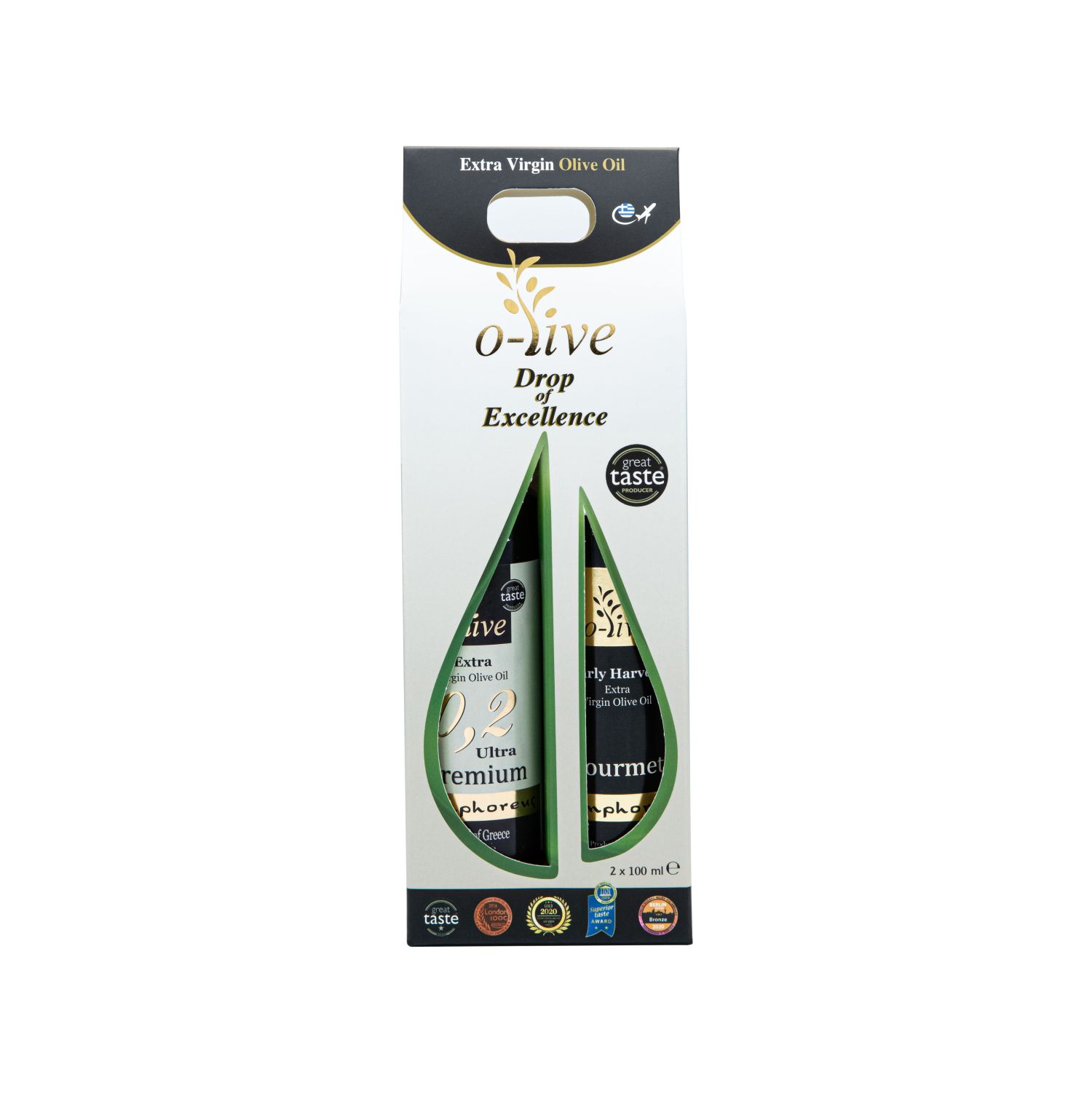 Gift pack 2X 100ml gourmet and premium olive oil