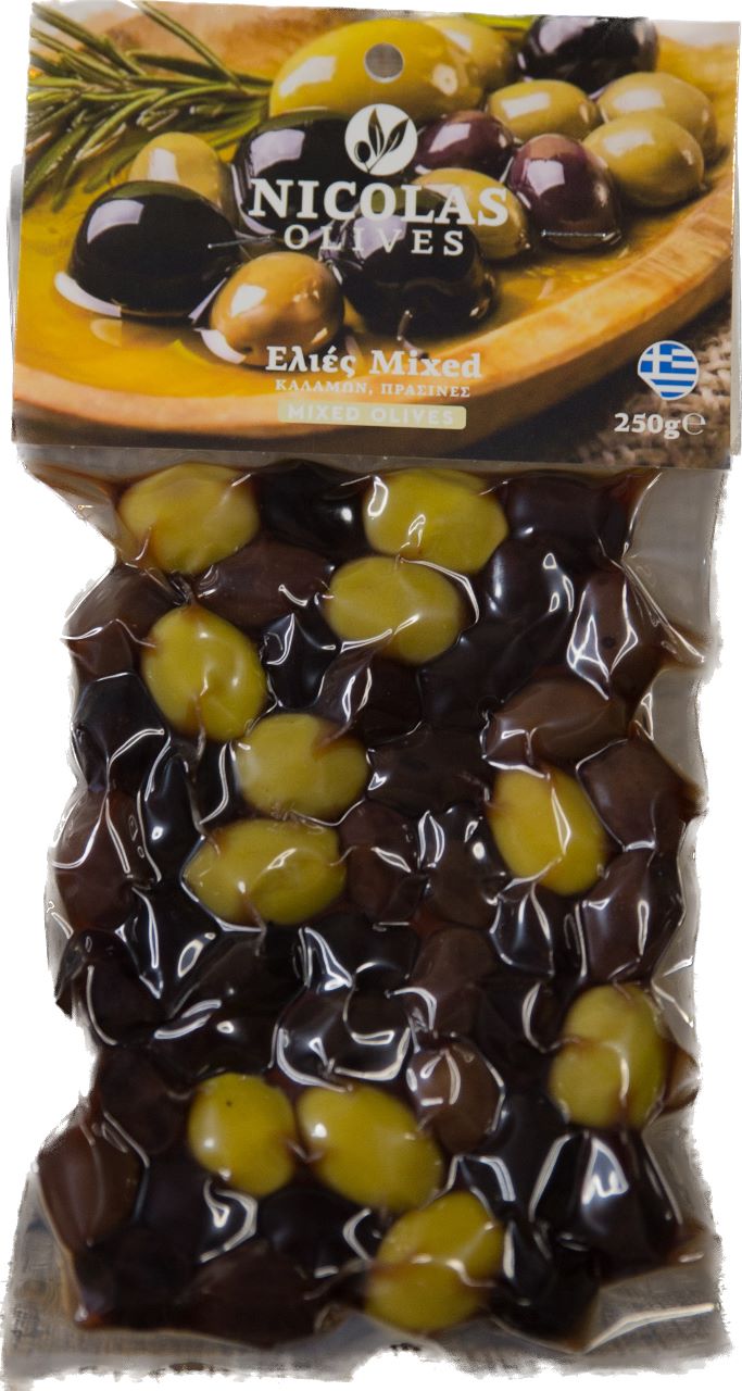 Olives Mix (Kalamon - Green) in Vacuum packaging 250gr