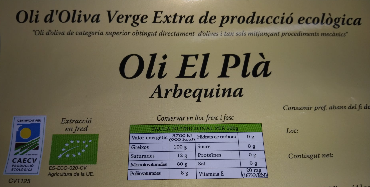 Arbequina EVOO El Pla