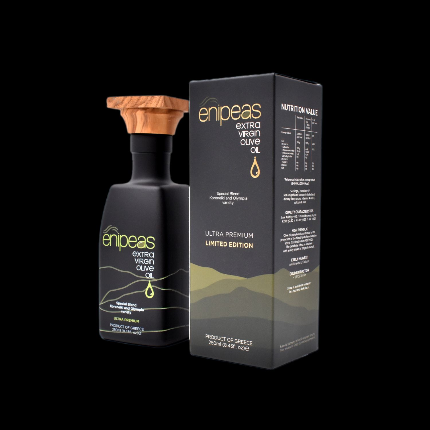 Organic High Polyphenolic EVOO 250ml - A luxury gift from the lands of Ancient Olympia. -Bottle 250ml