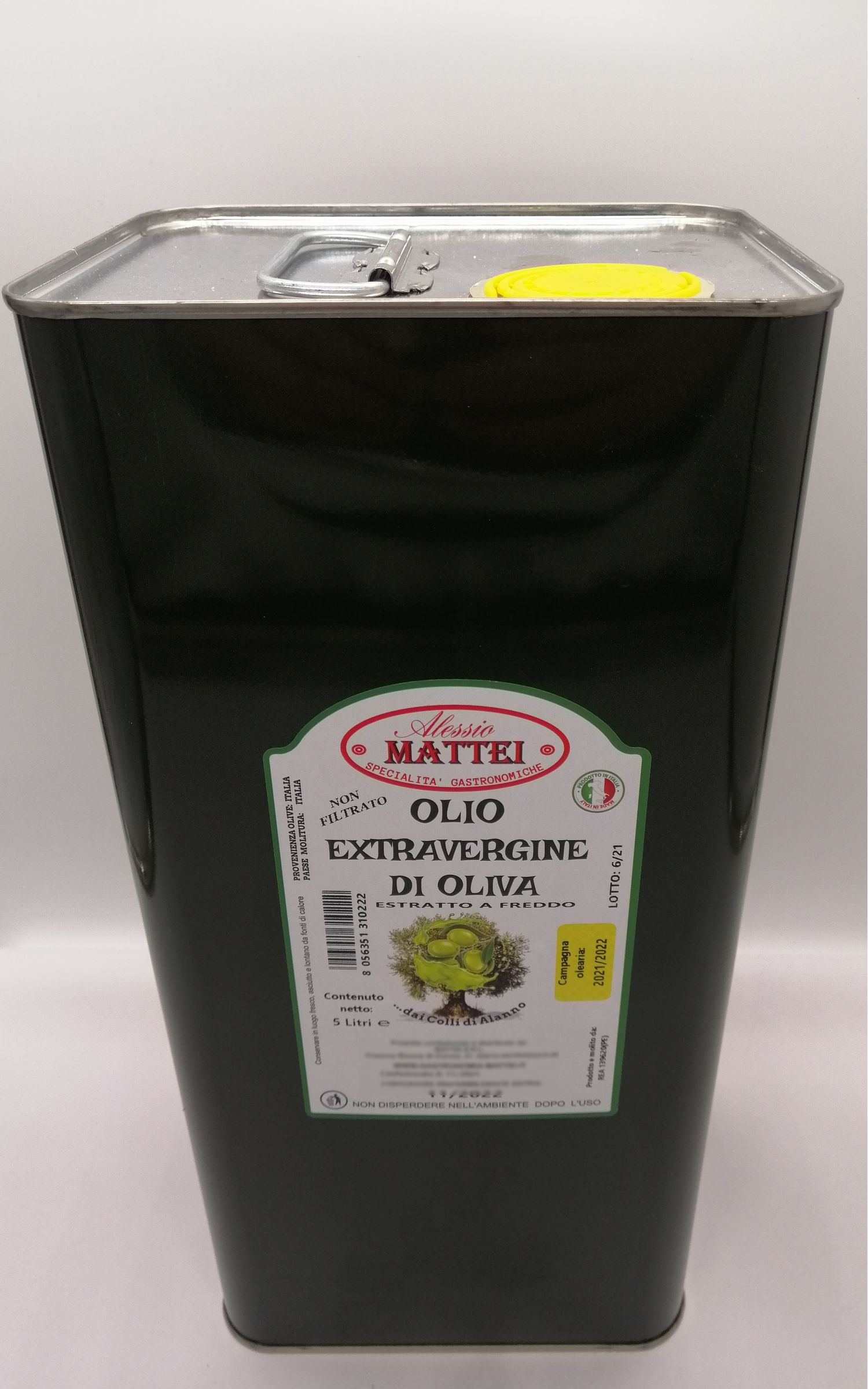 100 % extra virgin olive oil ITALIAN - 5 LITERS, METAL CAN CONTAINER