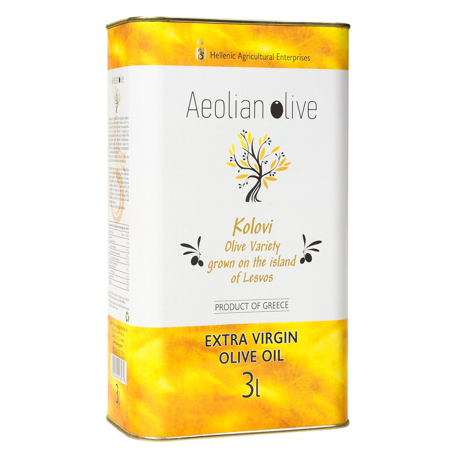 AEOLIAN OLIVE Extra Virgin Olive Oil - Container 3lt