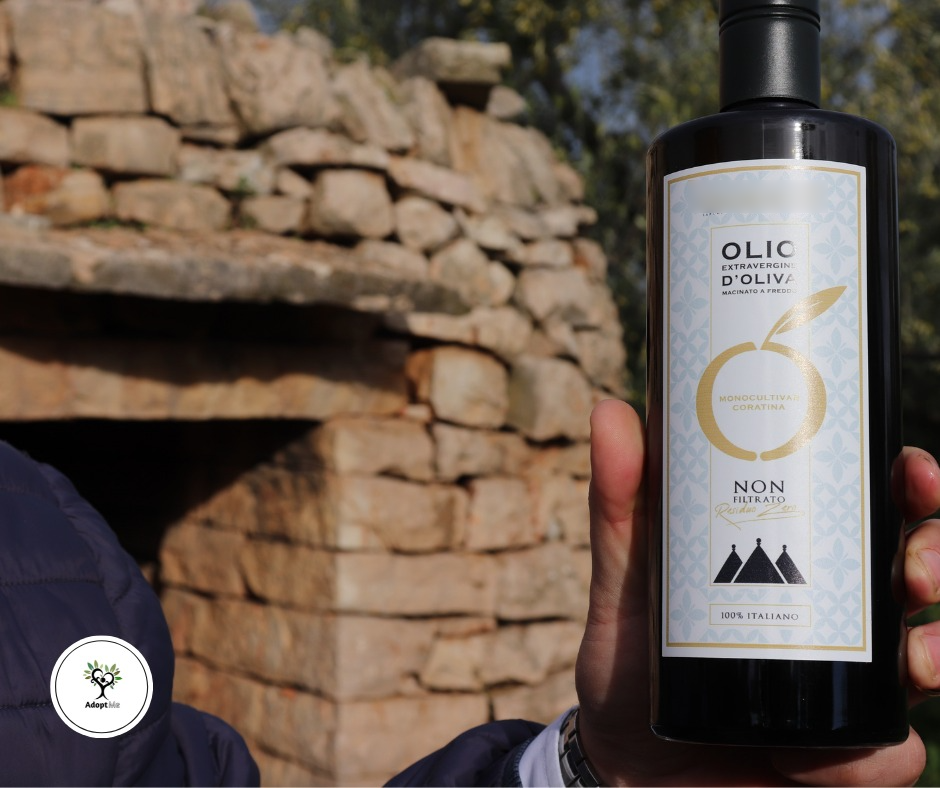 EXTRA VIRGIN OLIVE OIL 100% MONOCUTIVAR CORATINA - 1 LITRE - GLASS PACKAGING