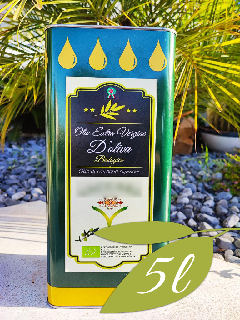 Extra virgin olive oil in 5 litre tins