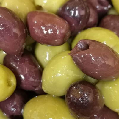 Kalamata Olives Pitted -Green and Black - Superior (261-290) - 10Kg Keg (Drained weight) - Price per Kg