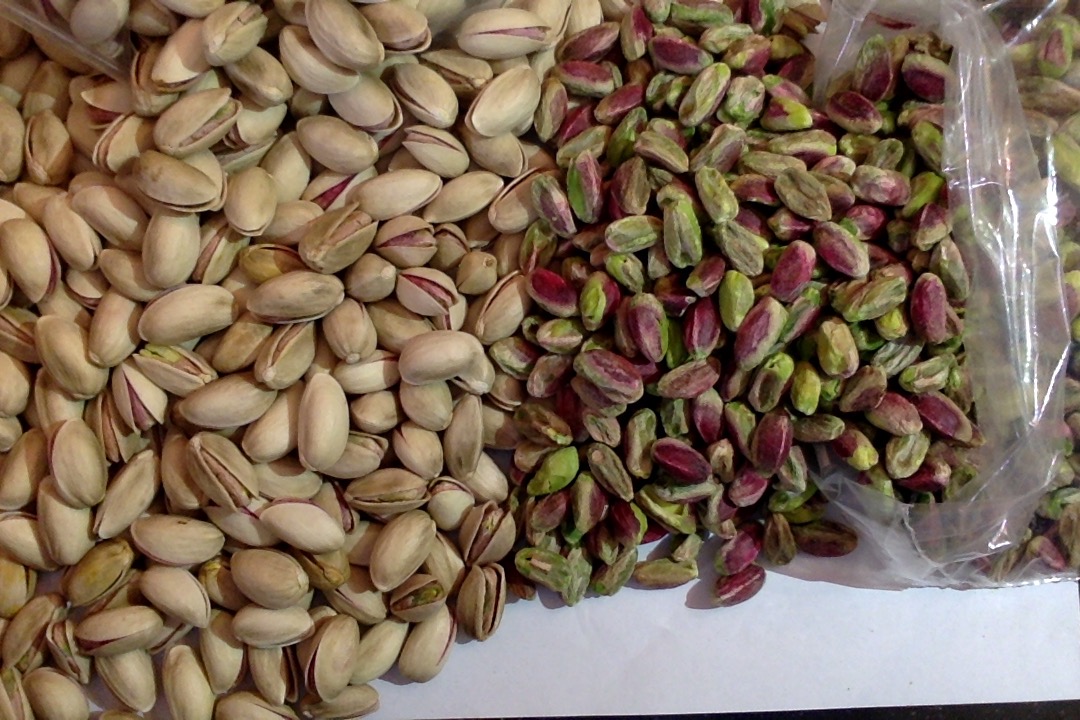 Pistachios in shell - raw natural open - close