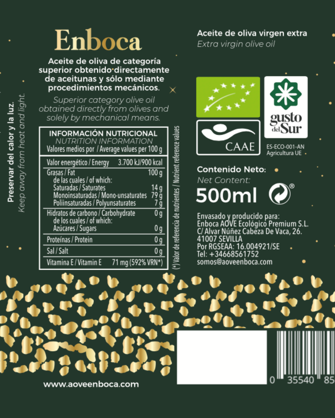 Extra Virgin Olive Oil 500ml Cristal España