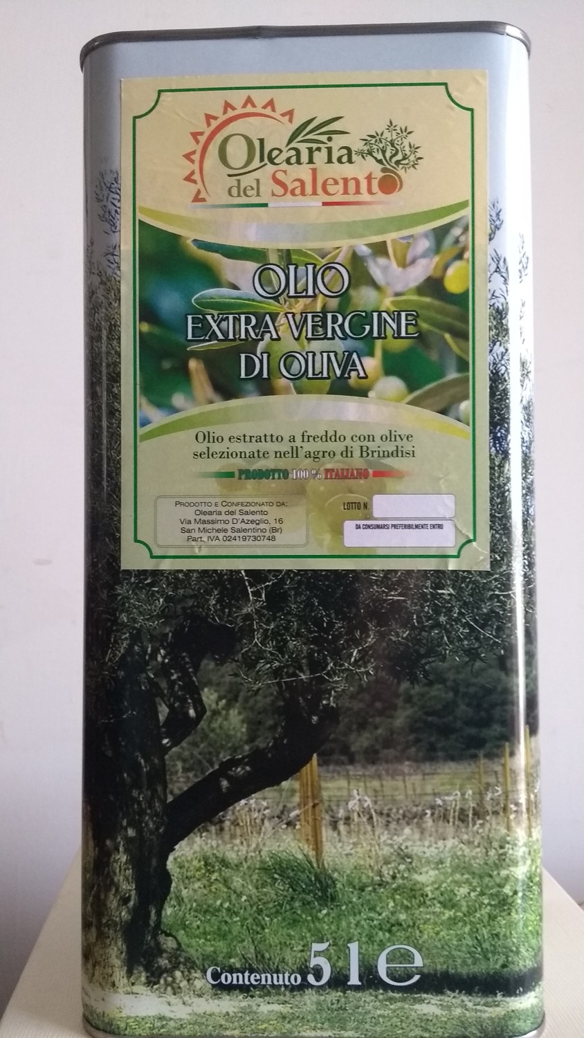 Extra Virgin Olive Oil 5L Metal Can Italy