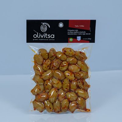 Hot green Olives Super Mammouth vaccum 500gr