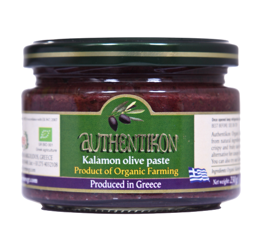 Organic black olive paste AUTHENTIKON 270ml glass
