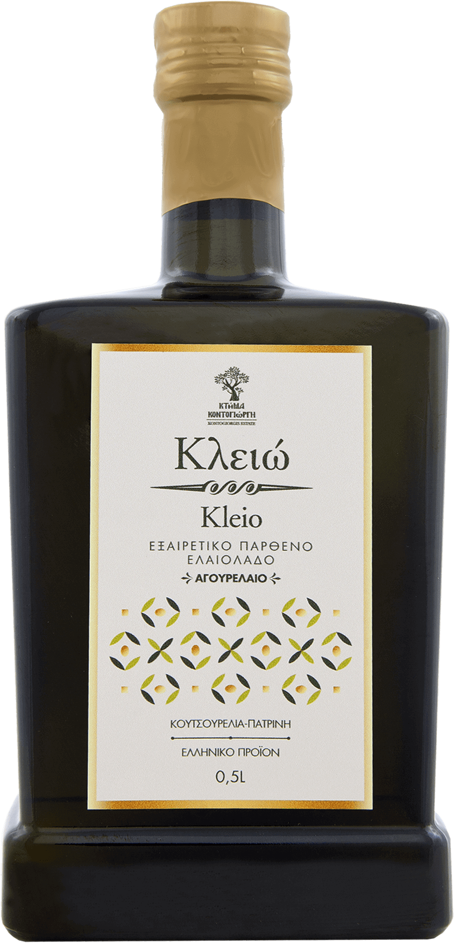 Extra Virgin Olive Oil, early harvested oil "KLEIO", variety Koutsourelia - Patrini - 1 dark colored glass bottle of 500ml