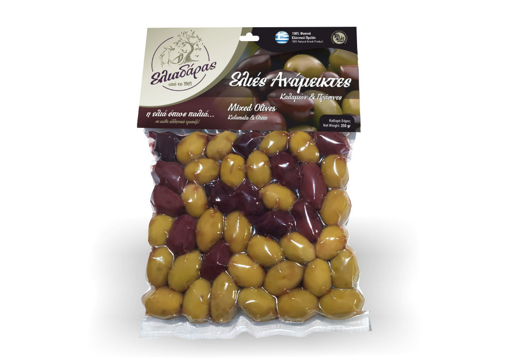 Mixed Olives in a Vacuum bag, net weight 250g