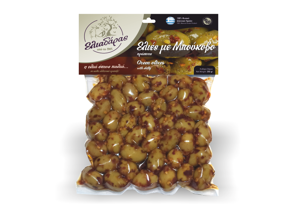 Green Olives with bukovo - vacuum bag, net weight 250g
