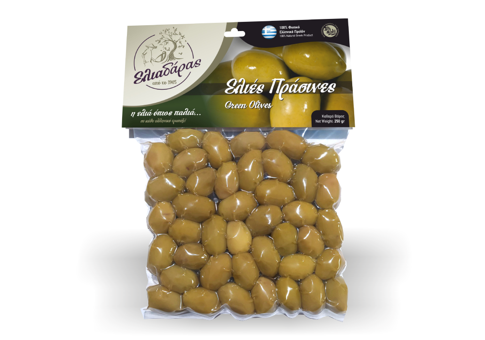 Green Olives in Vacuum bag, net weight 250g