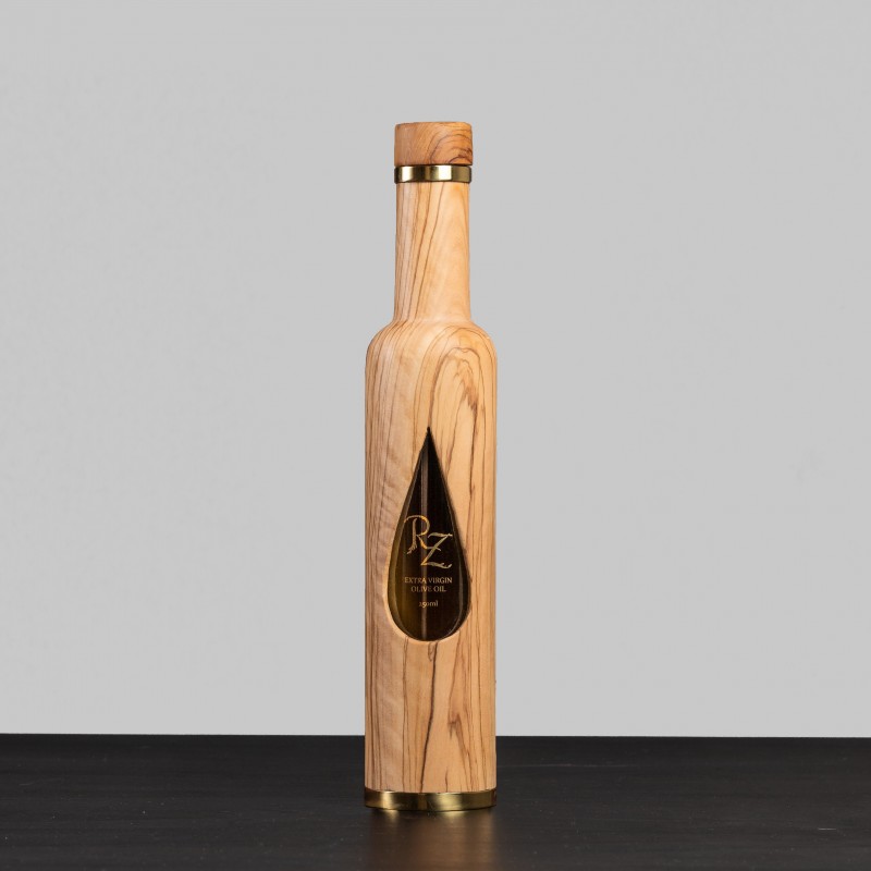 Olive Wood Bottle 250 ml: Olive Drop Design - Extra Virgin Olive oil