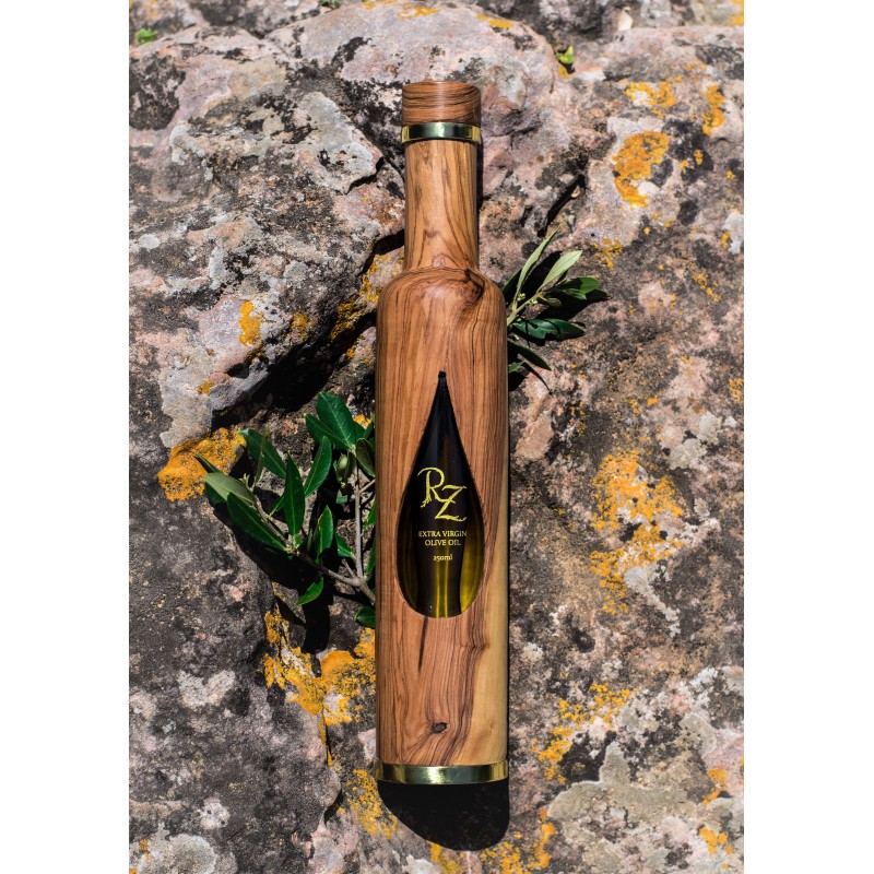 Olive Wood Bottle 250 ml: Olive Drop Design - Extra Virgin Olive oil