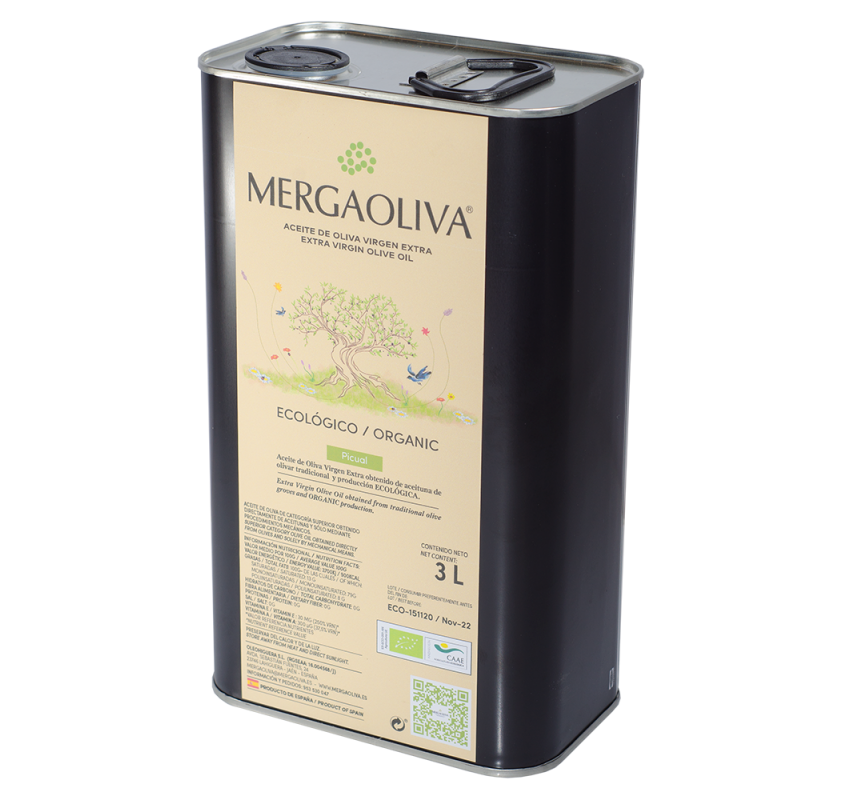 MERGAOLIVA AOVE ECOLOGIC. BOX OF 4 CANS X 3 LITERS.