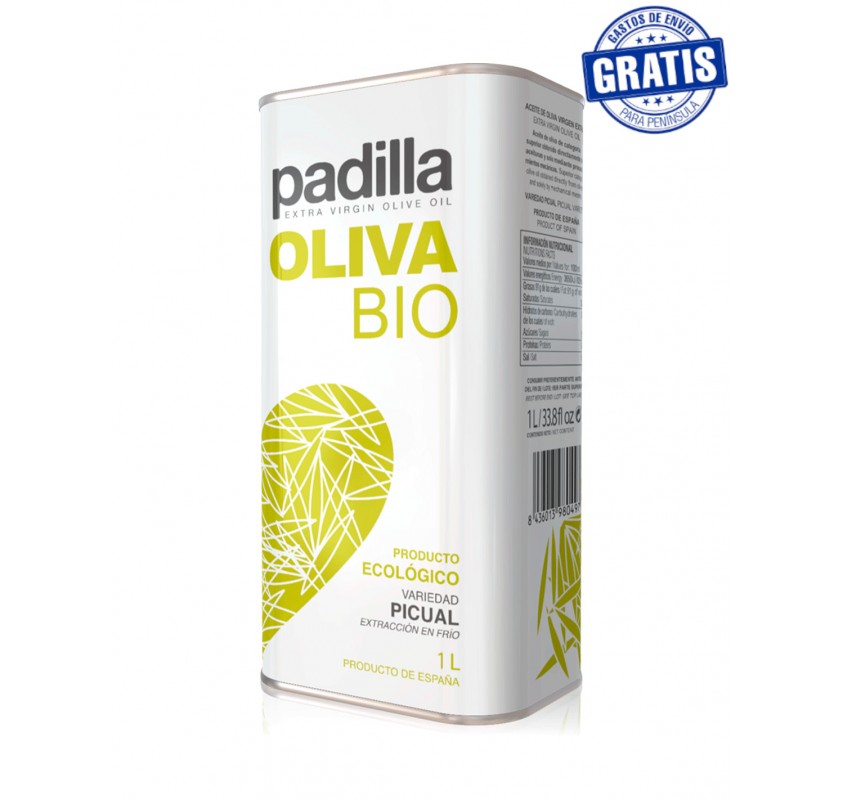 PADILLA. ORGANIC EXTRA VIRGIN OLIVE OIL BIO. BOX OF 12 X 1 LITER.