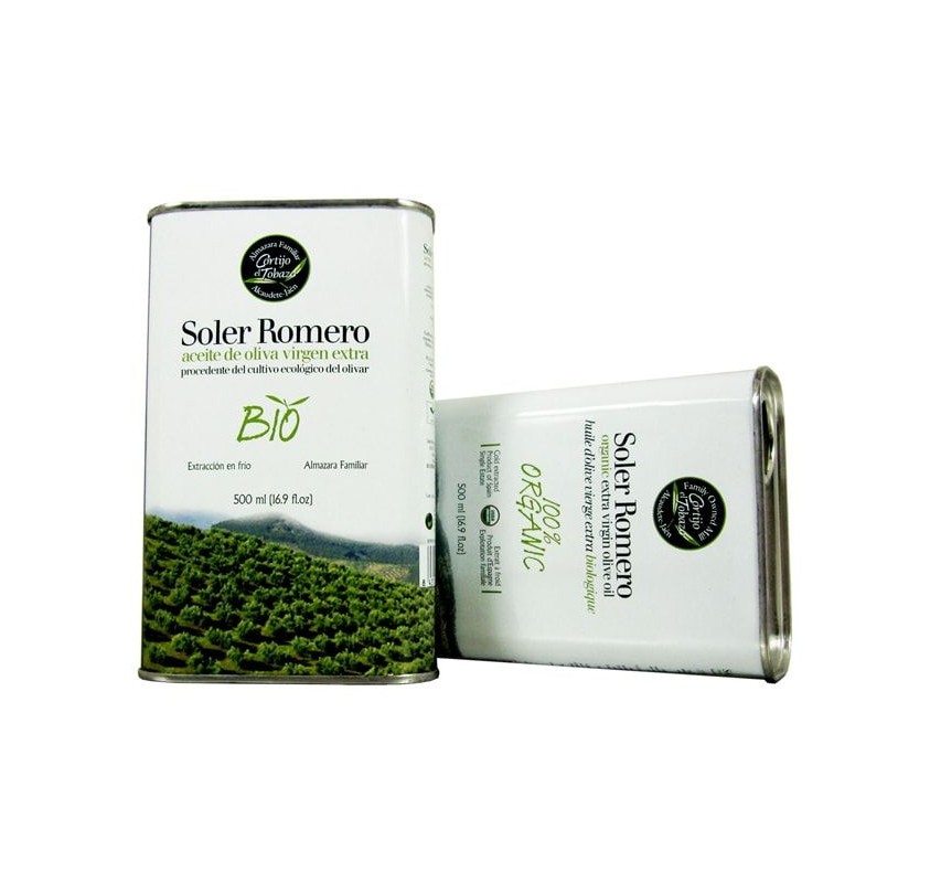 SOLER ROMERO BIO. ORGANIC OLIVE OIL. BOX OF 12 CANS X 500ML