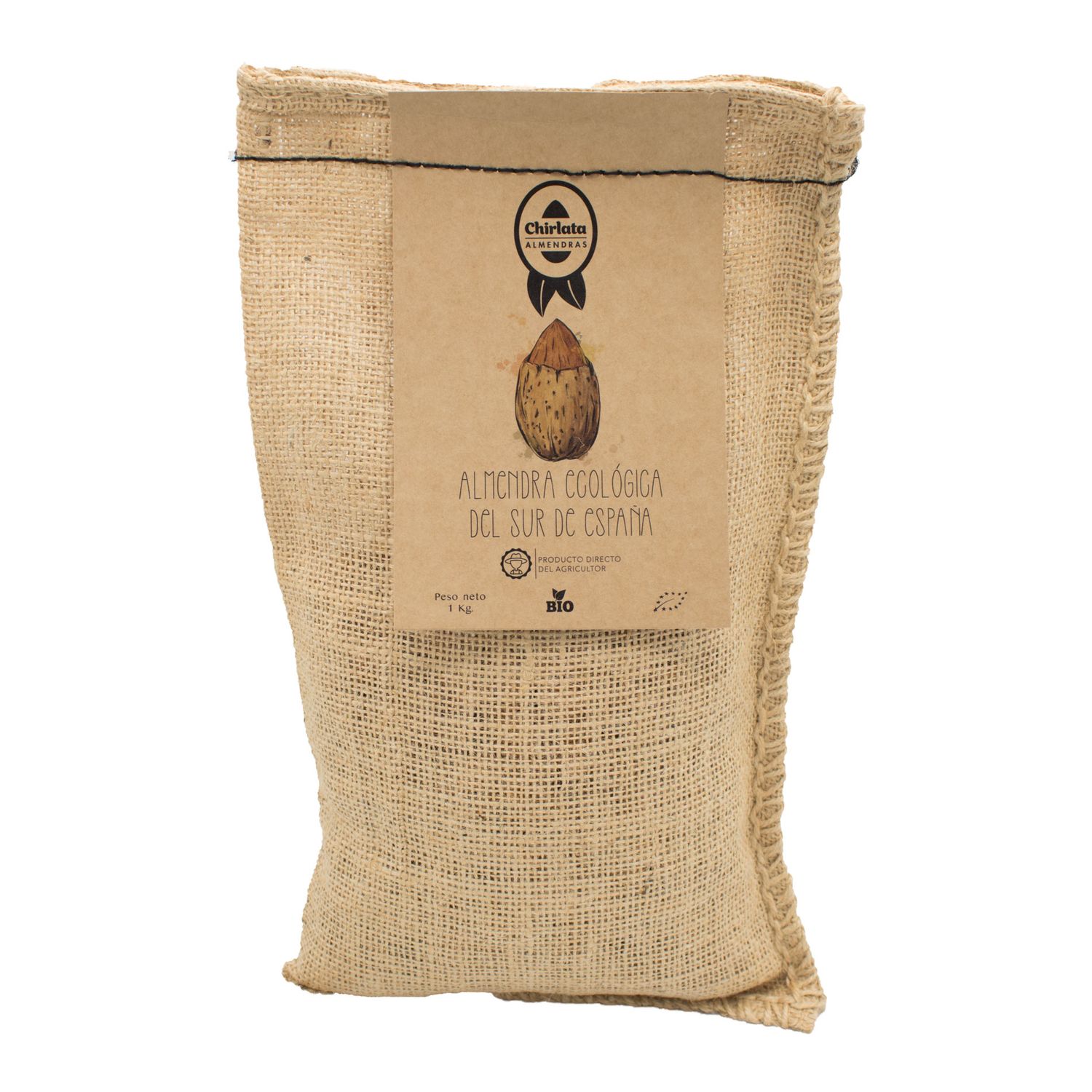 Organic unpeeled Ferragne variety almonds 1kg.