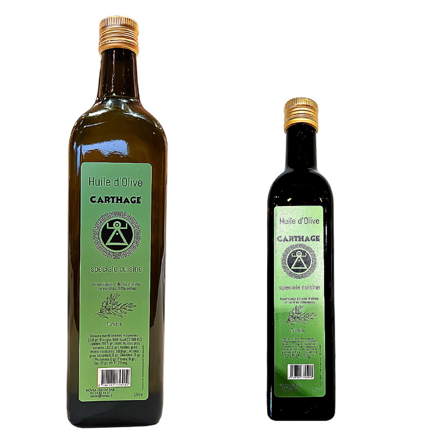 Carthage Olive Oil 500 ml, glass bottle, origin Tunisia