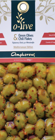 Green Olives with Chili Flakes 200gr