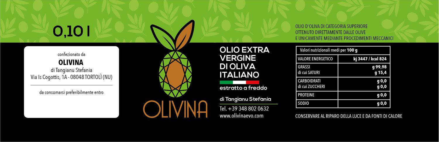 EXTRA VIRGIN OLIVE OIL - COLD PRESSED - ITALIAN - TIN 0,10 L
