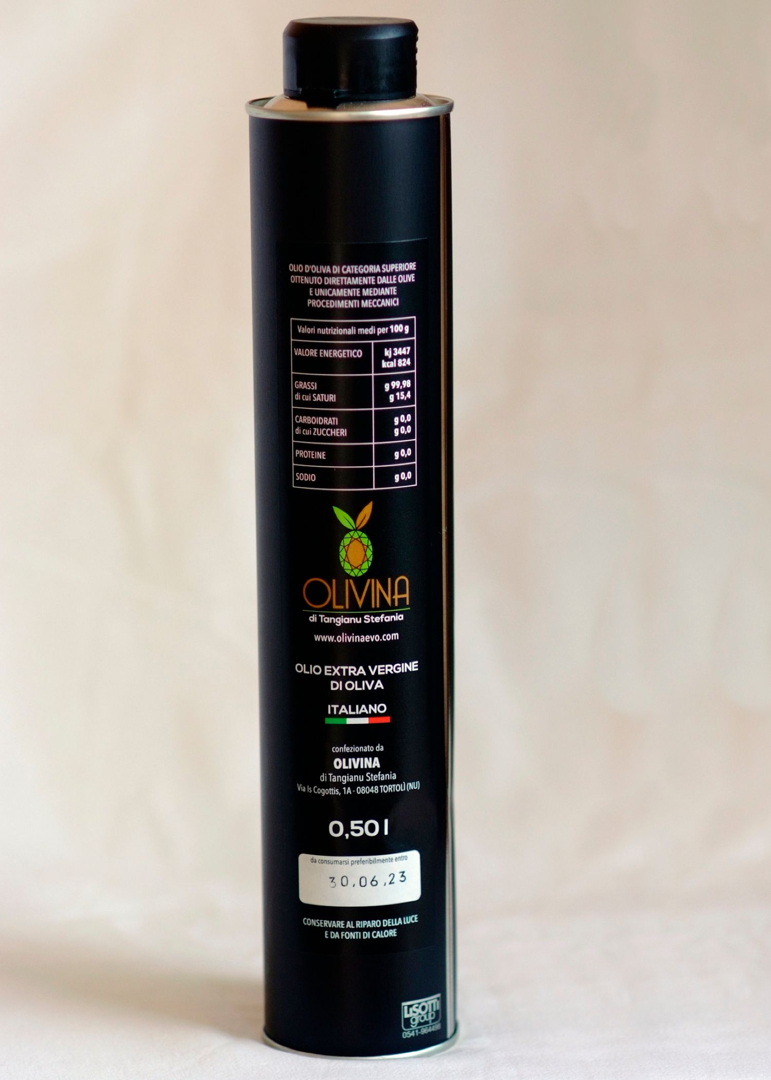 EXTRA VIRGIN OLIVE OIL - COLD PRESSED - ITALIAN - TIN/BOTTLE 0,50 L