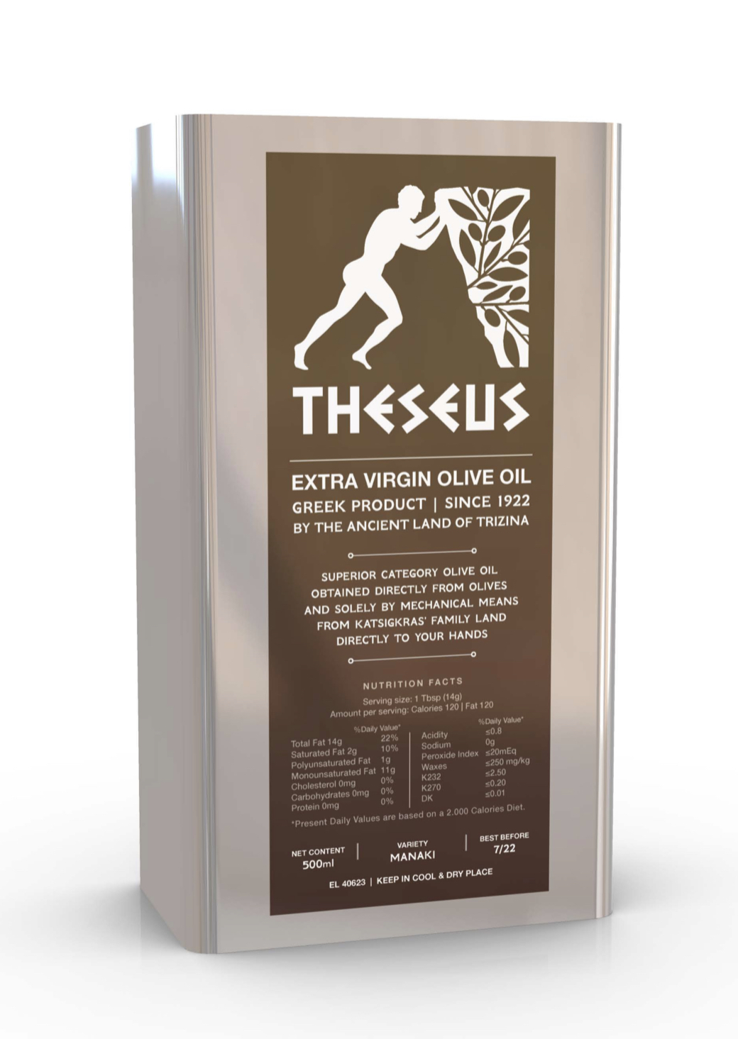 Organic Extra Virgin Olive Oil , MANAKI Variety 3L Tin Can