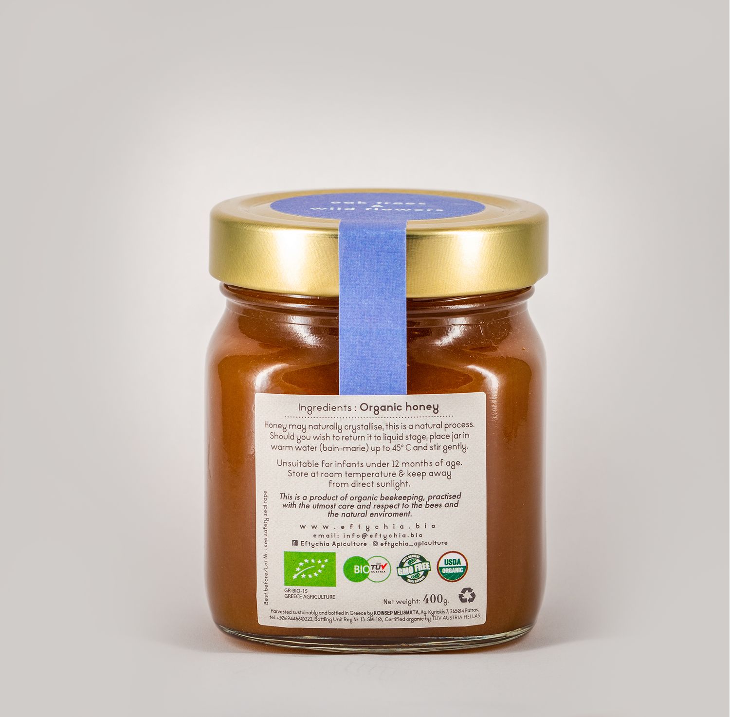 Organic honey from Oak trees and Wild Flowers--400g